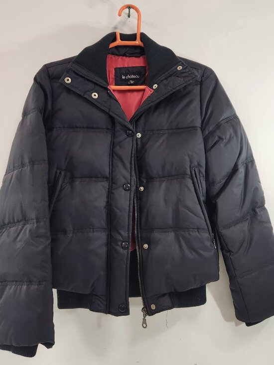 Vintage Le Chateau Cropped Puffer Bomber Jacket Size Small - Picture 1 of 14